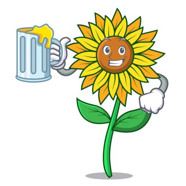 Suyu ayçiçeği maskot karikatür tarzı vektör çizim ile