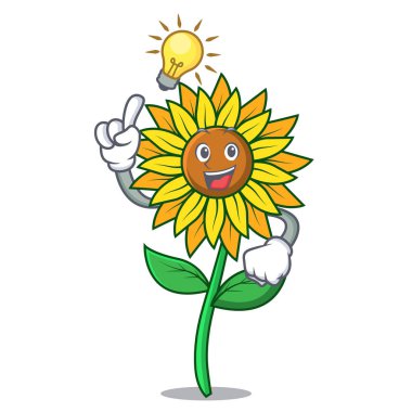 Bir fikir ayçiçeği maskot karikatür tarzı var