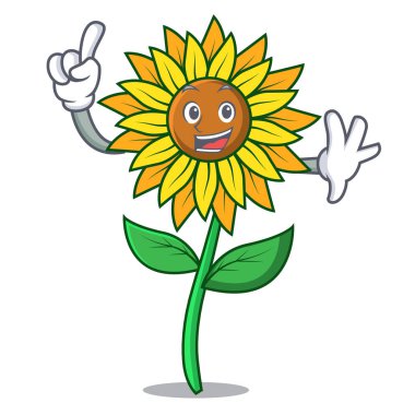 Parmak ayçiçeği maskot karikatür tarzı