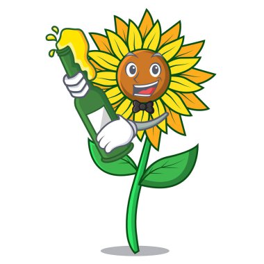 Bira ayçiçeği maskot karikatür tarzı ile