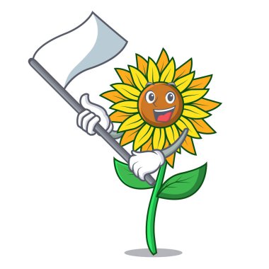 Bayrak ayçiçeği maskot karikatür tarzı ile