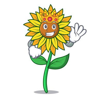 Kral ayçiçeği maskot karikatür tarzı