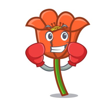 Boks haşhaş çiçek karakter karikatür