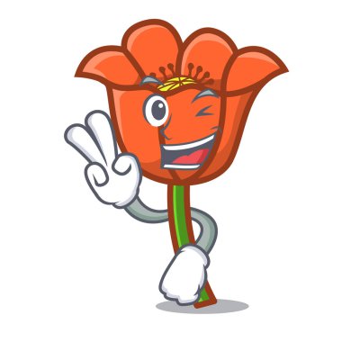 İki parmak haşhaş çiçek karakter karikatür