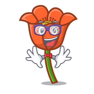 Geek haşhaş çiçek karakter karikatür