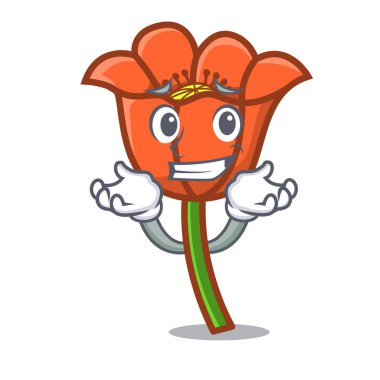 Haşhaş çiçek karakter karikatür sırıtarak