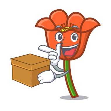 Kutusu haşhaş çiçek karakter karikatür ile