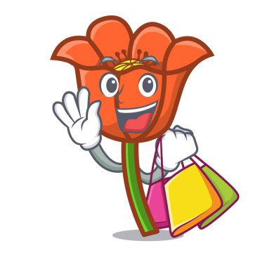 Haşhaş çiçek karakter karikatür alışveriş