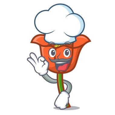 Şef haşhaş çiçek karakter karikatür