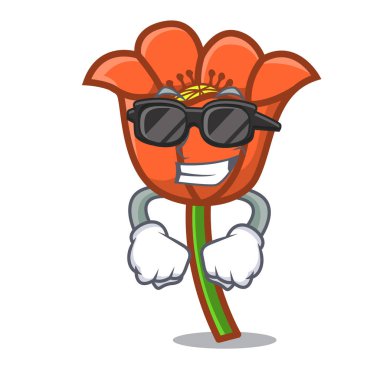 Süper cool haşhaş çiçek karakter karikatür