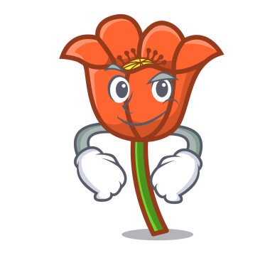 Smirking haşhaş çiçek karakter karikatür