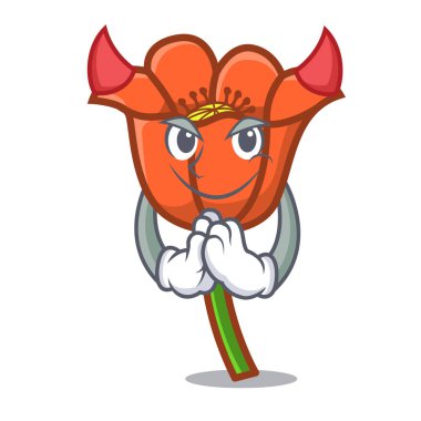 Şeytan haşhaş çiçek maskot karikatür vektör çizim