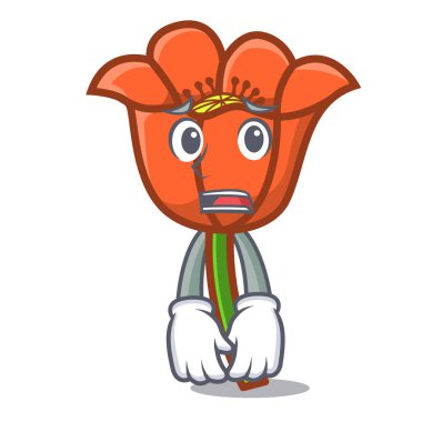 Korkarım haşhaş çiçek maskot çizgi film