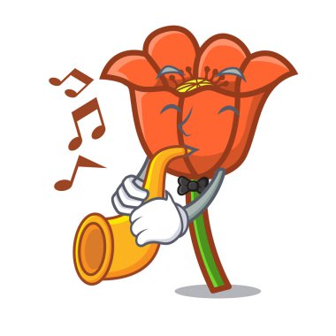 Trompet haşhaş çiçek maskot karikatür ile