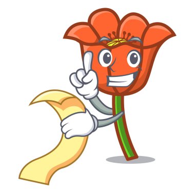 Menü haşhaş çiçek maskot karikatür ile