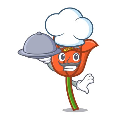 Şef gıda haşhaş çiçek maskot karikatür ile