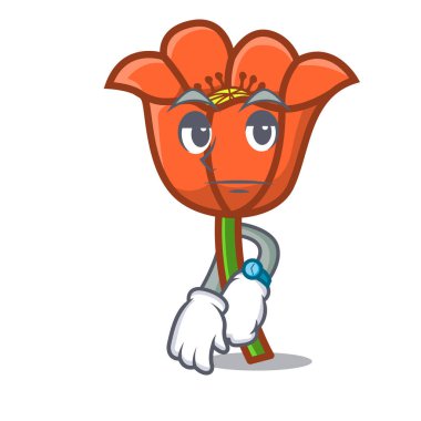 Haşhaş çiçek maskot karikatür bekliyor