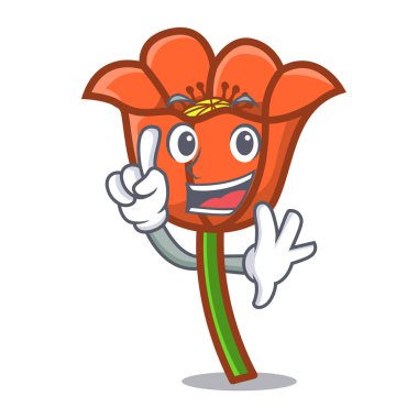 Parmak haşhaş çiçek maskot çizgi film