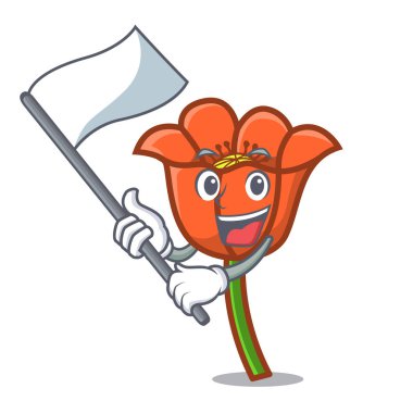 Bayrak haşhaş çiçek maskot karikatür ile