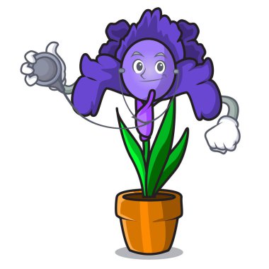 Doktor iris çiçeği karakter karikatür