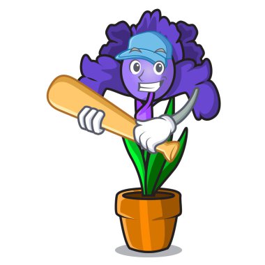 İskambil beyzbol Iris çiçek karakter karikatür