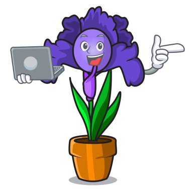 Dizüstü Iris çiçek karakter karikatür ile