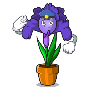 Polis Iris çiçek karakter karikatür