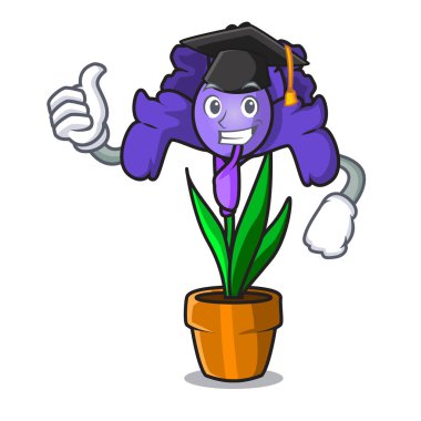 Mezuniyet Iris çiçek karakter karikatür