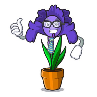 İşadamı Iris çiçek karakter karikatür