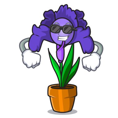Süper cool Iris çiçek karakter karikatür