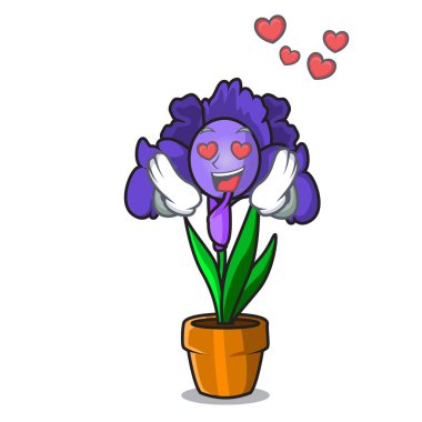 Aşk Iris çiçek maskot karikatür