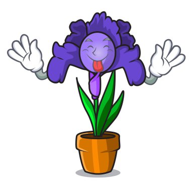 Iris çiçek maskot karikatür dil