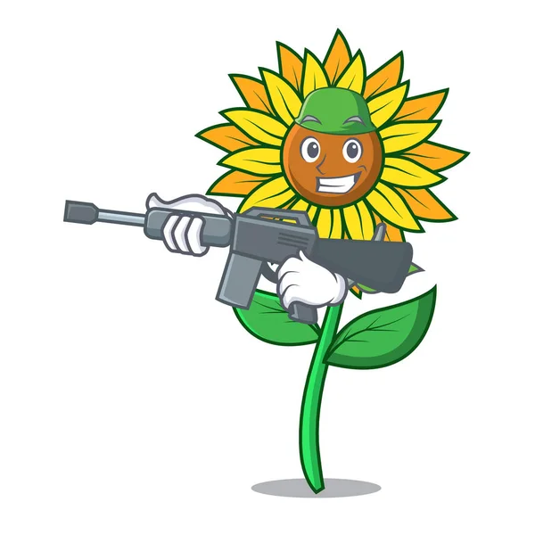 Ordu ayçiçeği karakter karikatür tarzı