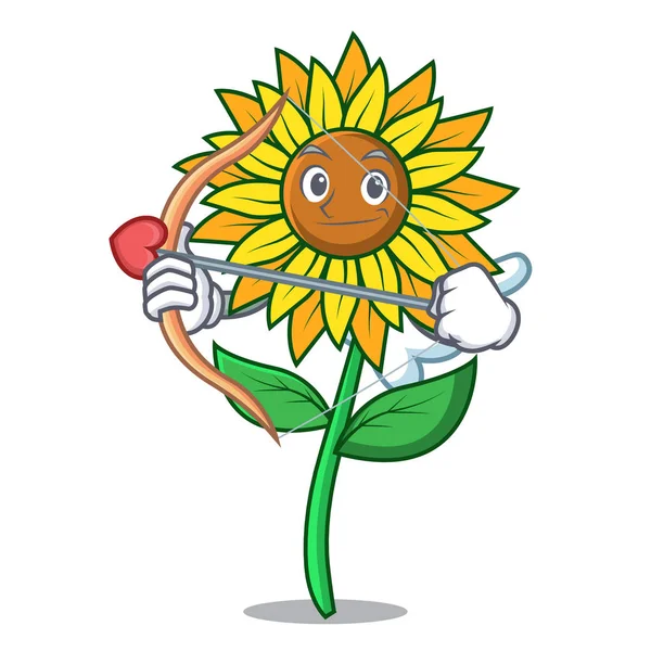 Aşk tanrısı ayçiçeği karakter karikatür tarzı