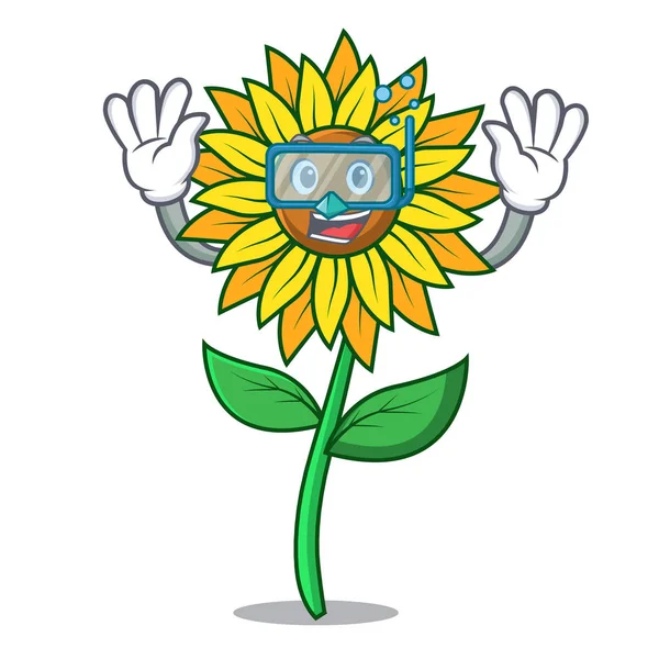 Ayçiçeği karakter karikatür tarzı dalış