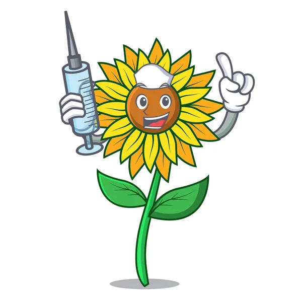 Hemşire ayçiçeği karakter karikatür tarzı