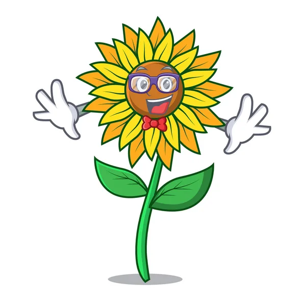 Geek ayçiçeği karakter karikatür tarzı