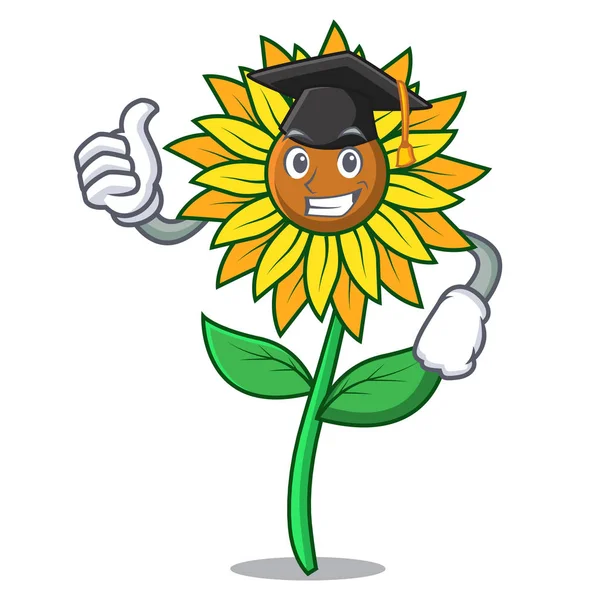 Mezuniyet ayçiçeği karakter karikatür tarzı