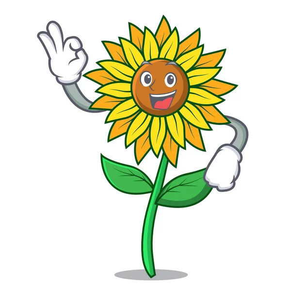 Ayçiçeği karakter karikatür tarzı Tamam