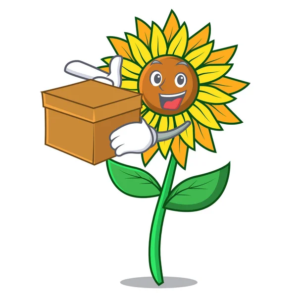 Kutusu ayçiçeği karakter karikatür tarzı ile