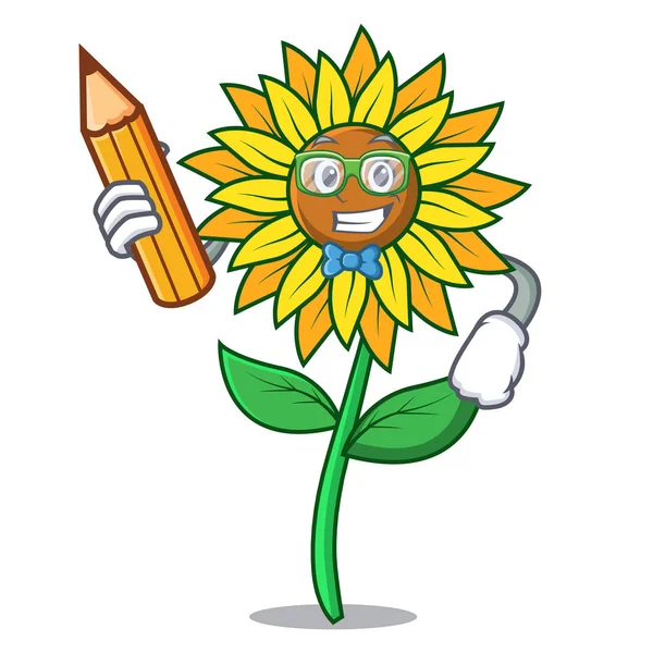 Öğrenci ayçiçeği karakter karikatür tarzı