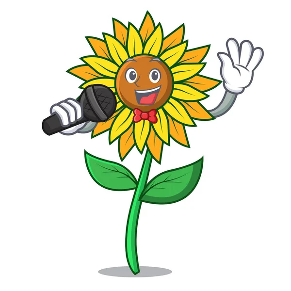 Şarkı ayçiçeği maskot karikatür tarzı