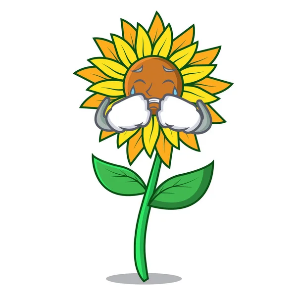 Ayçiçeği maskot karikatür tarzı ağlıyor