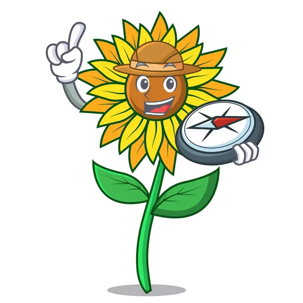 Explorer ayçiçeği maskot karikatür tarzı