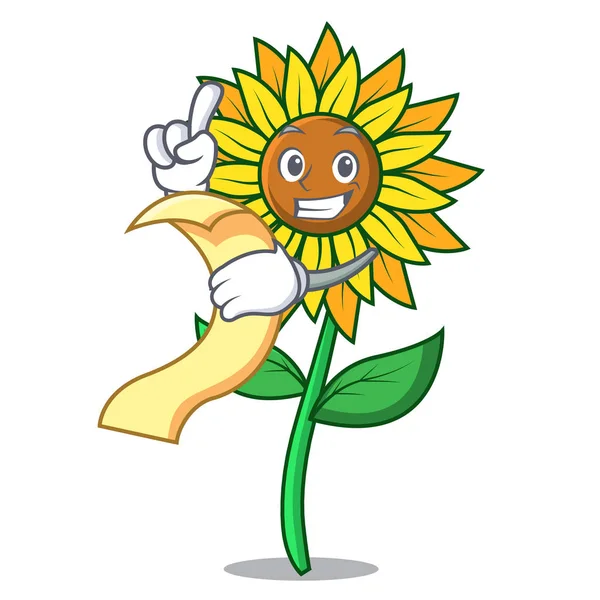 Menü ayçiçeği maskot karikatür tarzı ile