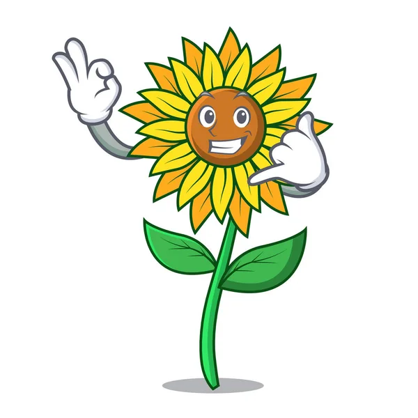 Ayçiçeği maskot karikatür tarzı beni ara