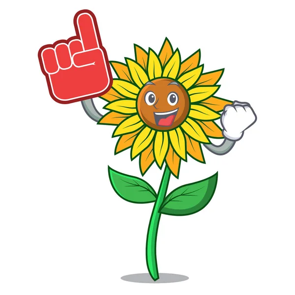 Parmak ayçiçeği maskot karikatür tarzı köpük