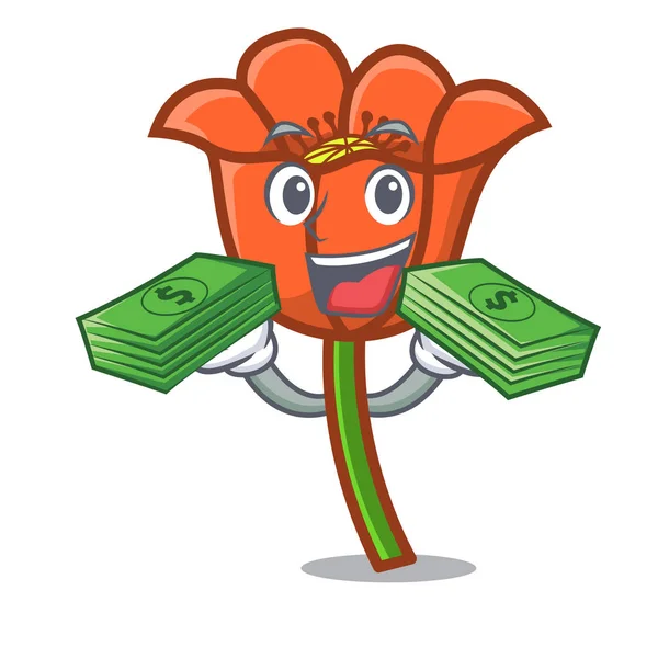 Para çantası haşhaş çiçek maskot karikatür ile
