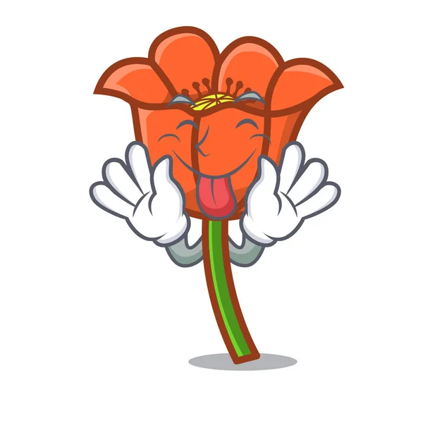 Zunge aus Mohn Blume Maskottchen Cartoon — Stockvektor