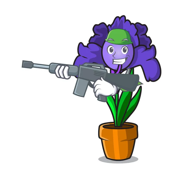Ordu Iris çiçek karakter karikatür — Stok Vektör